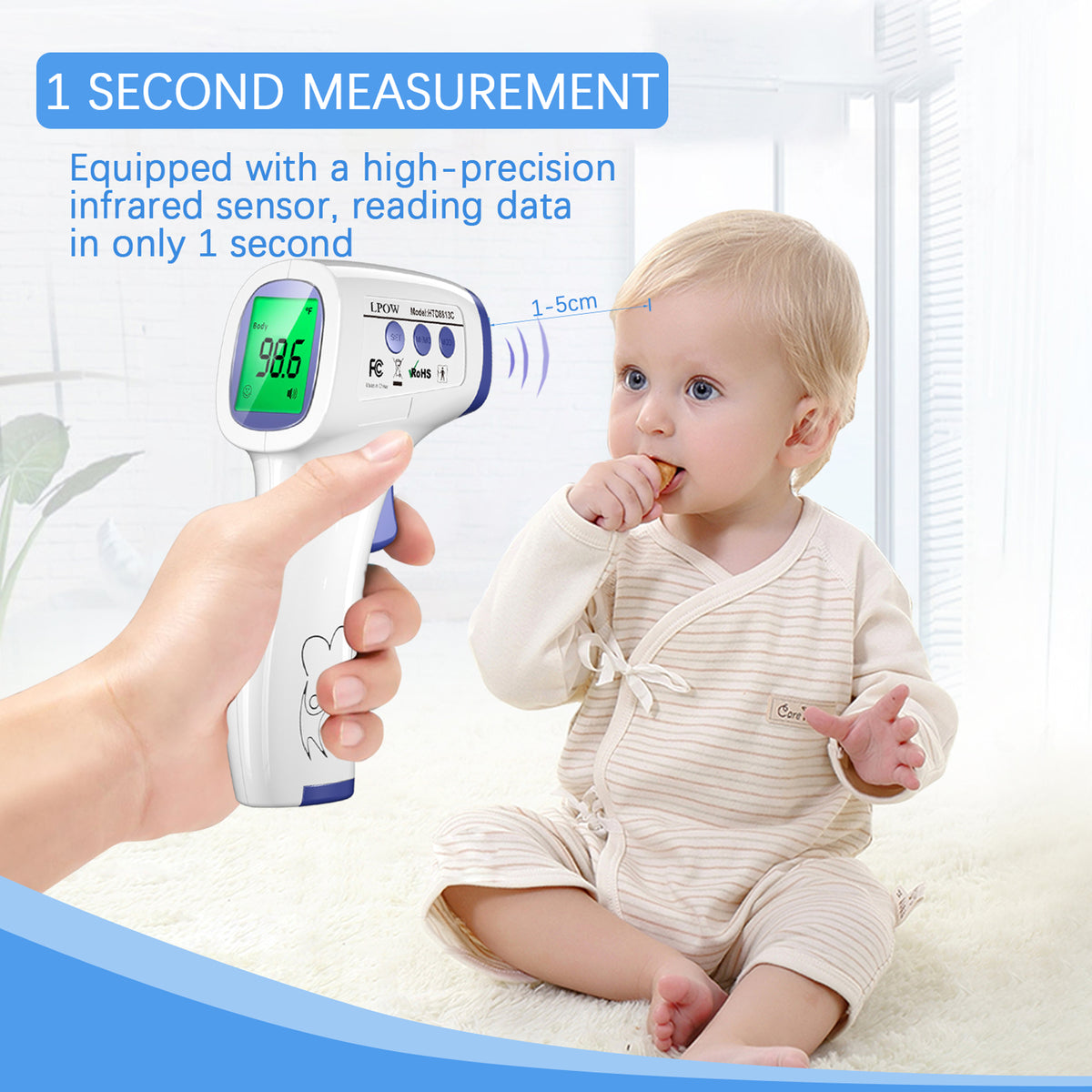 Non-Contact Digital Infrared Forehead Thermometer Medical Grade 1 Sec  Accurate